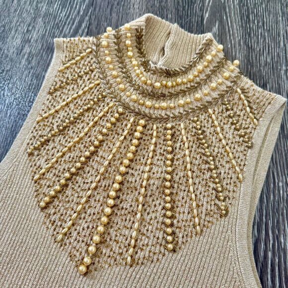 Cache gold metallic knit sleeveless top - Picture 6 of 8